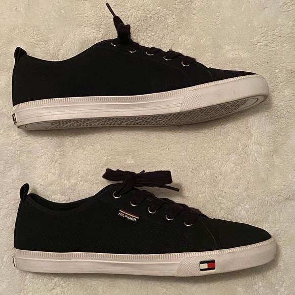 Tommy Hilfiger Black White Sneakers Shoes Size 10 - Picture 5 of 8